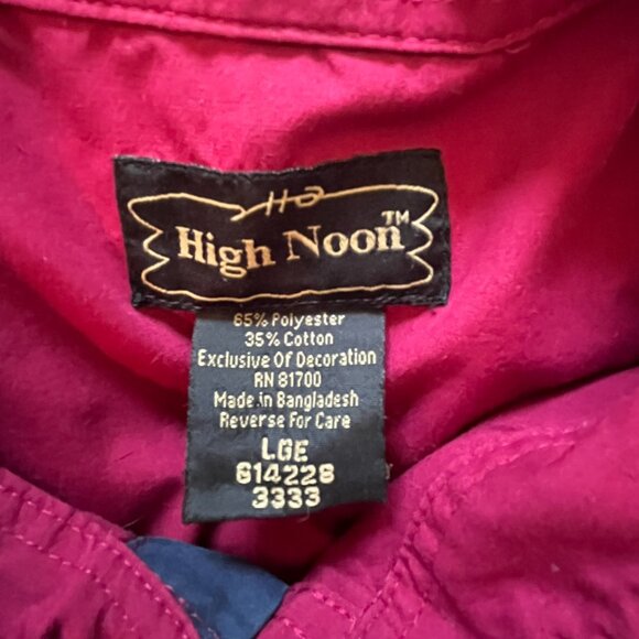 High Noon Large long sleeve pearl snaps western shirt cowboy boot hat red mens - Picture 3 of 5